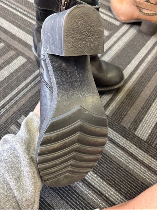 Harley-Davidson Black Leather Buckle Heeled Moto Boots - Picture 5 of 5